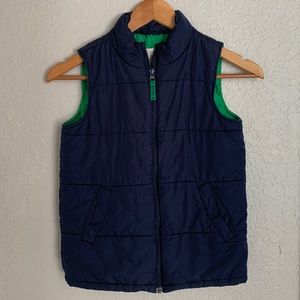 Lands End Boys Sz 7 Puffer Vest Navy Blue & Green NEW